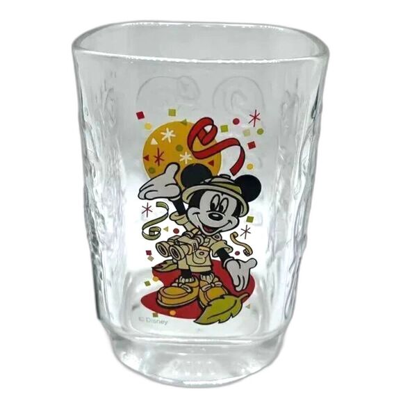 DISNEY MICKEY MOUSE Safari Millennium Celebration Glass Tumbler 14 oz - Picture 1 of 8